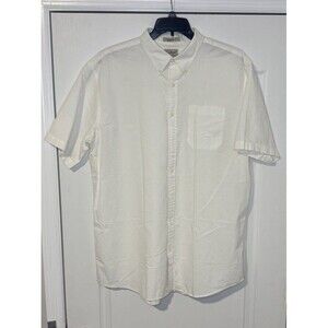 LL Bean Shirt Mens XL Short Sleeve White Button Front Traditional Fit Item 24230